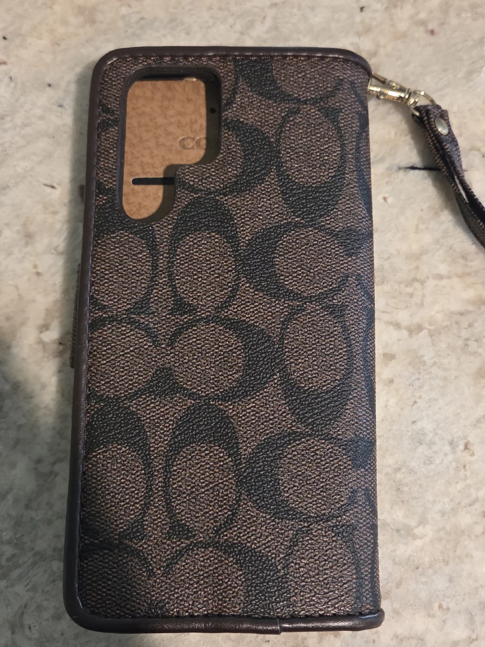 Coach Brown Logo Plaque Wallet with Gold Hardware